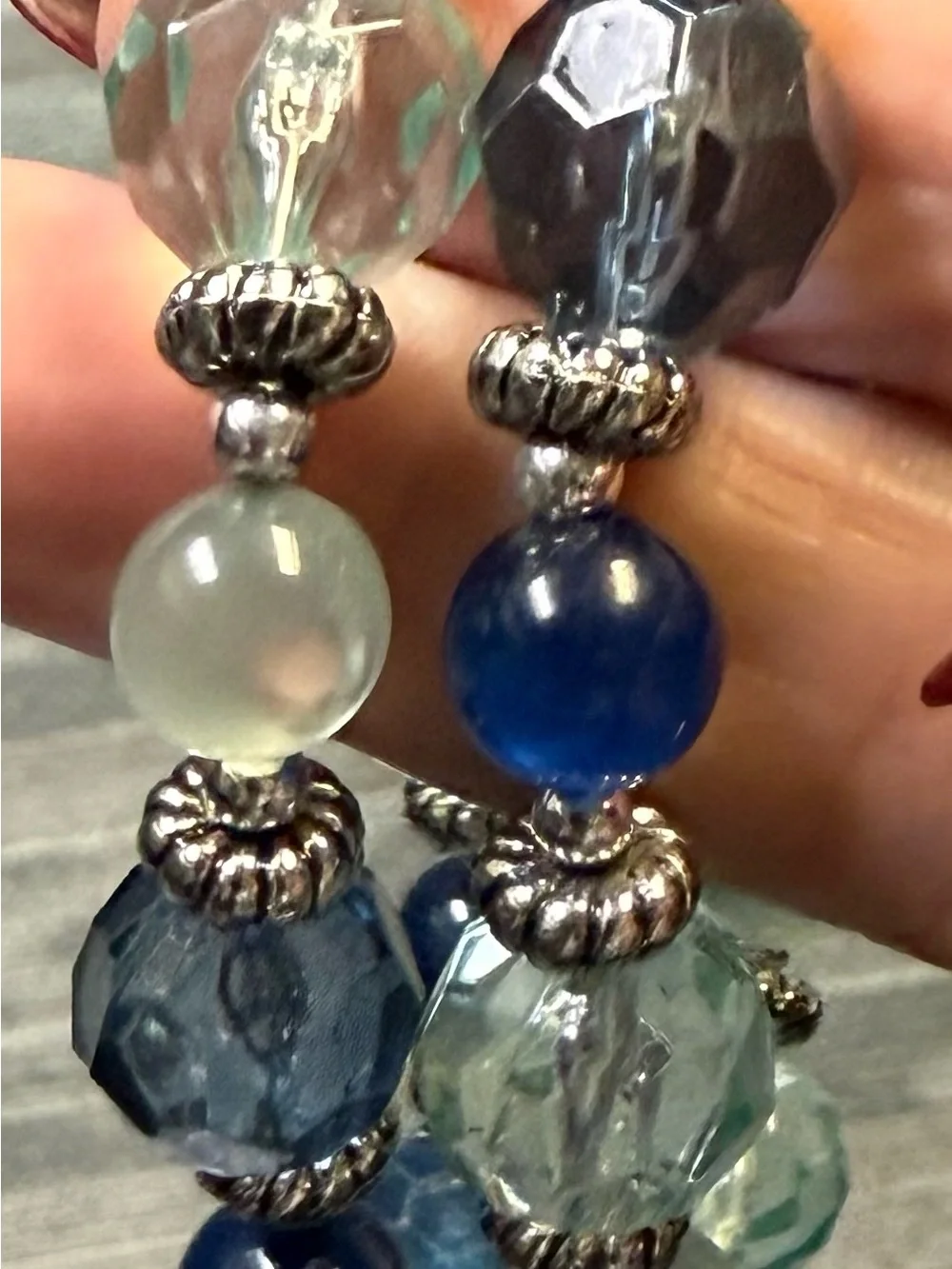 Two (2) Faceted Blue & Aqua Beaded Stretch Bracelets